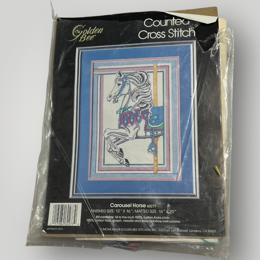 Golden Bee "Carousel Horse" 60277 Counted Cross Stitch Kit 12"x16" Gift NEW READ